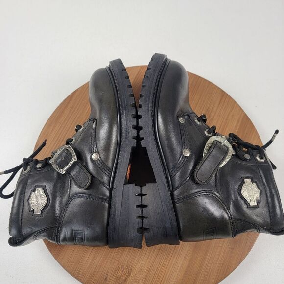 Harley Davidson Black Leather Moto Combat Buckle Boots Women's shoe size 6.5 - Picture 13 of 16
